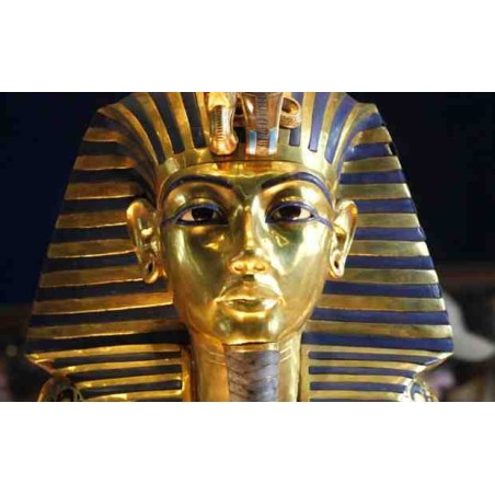 Golden mask ot King Tutankhamen painted papyrus